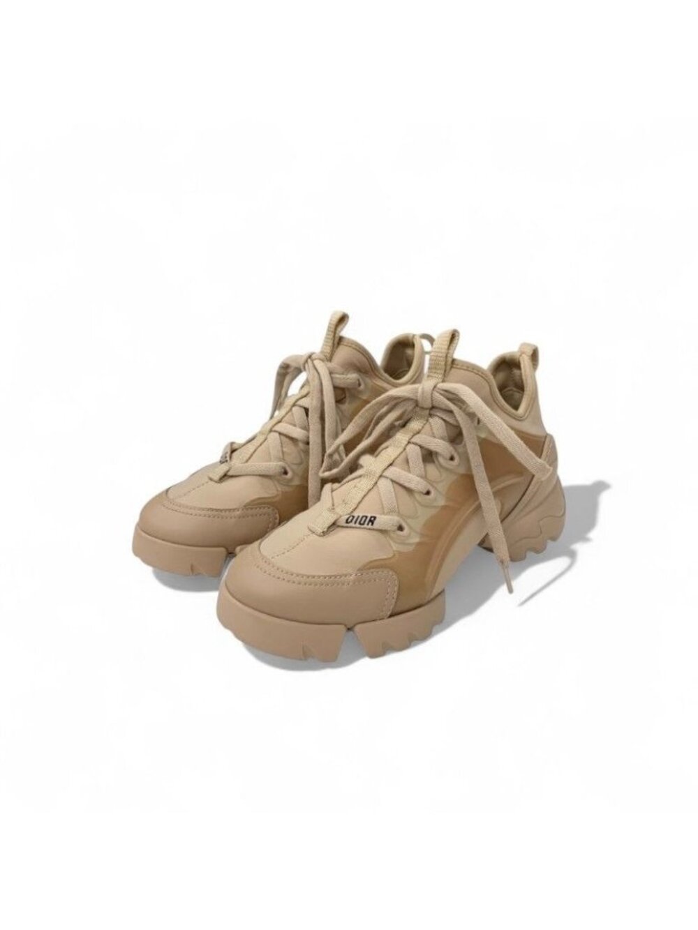 Christian Dior D-connect Sneakers Shoes Rubber Fabric Leather Pink Beige Logo - Picture 1 of 11